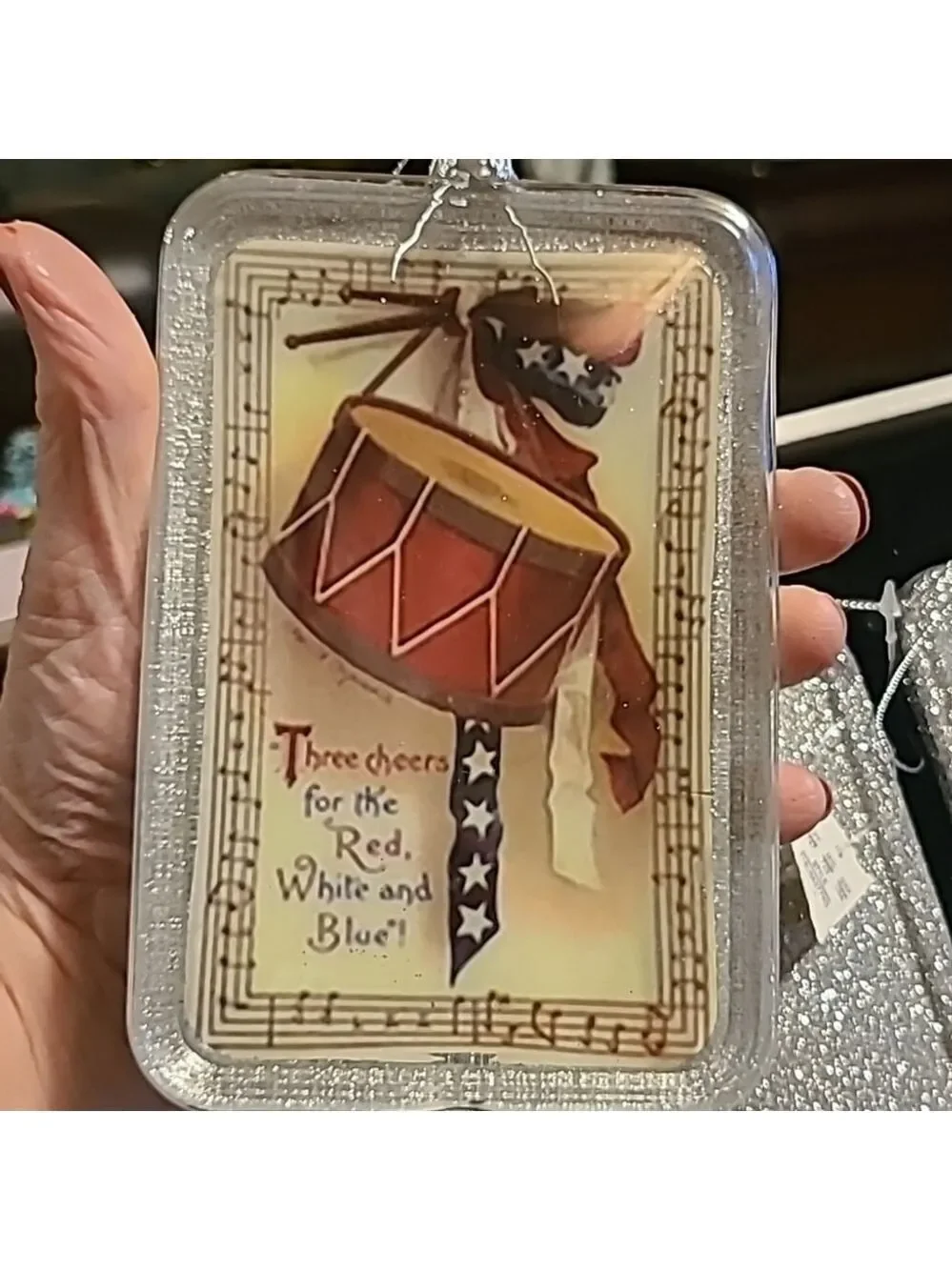 Trimsetter (3)ornaments from Dillard's. Patriotic,large size H.6